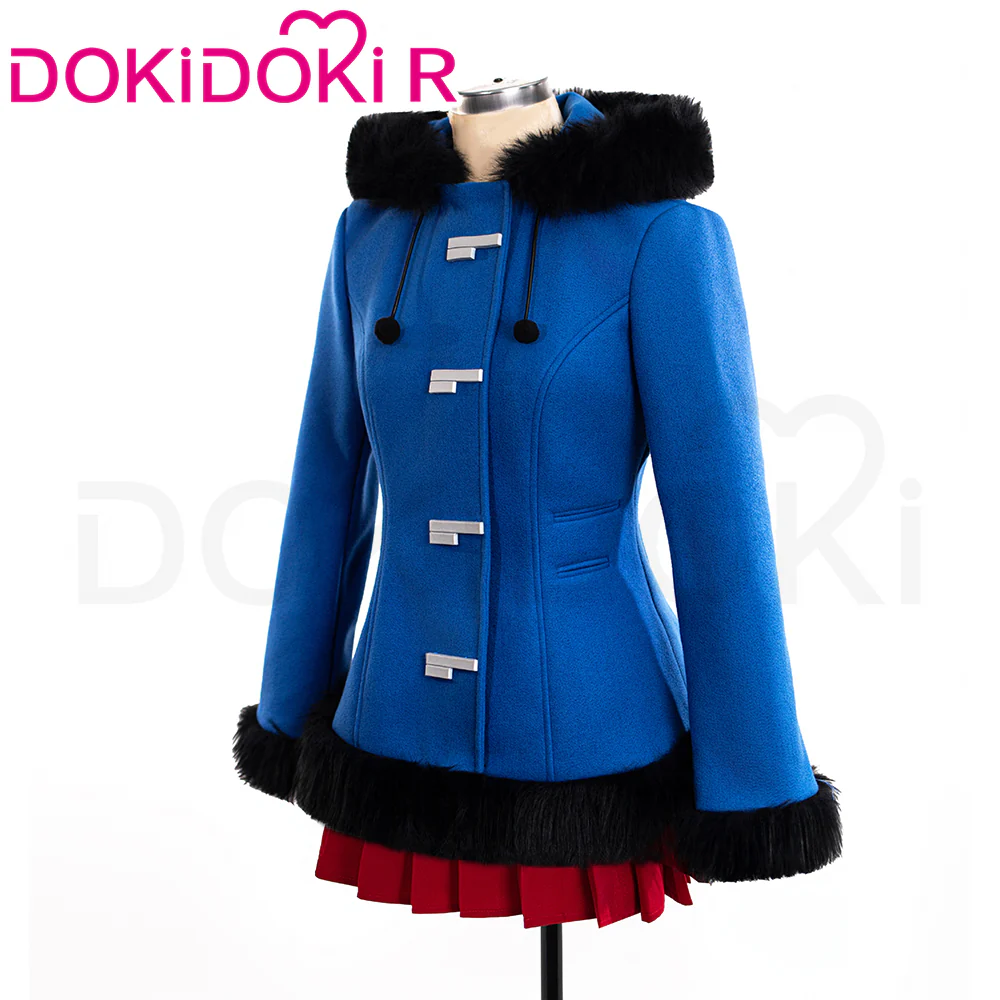 【In Stock】【Size S-2XL】DokiDoki-R Anime Cosplay Blue Costume Red Dress Winter Wear - Image 6