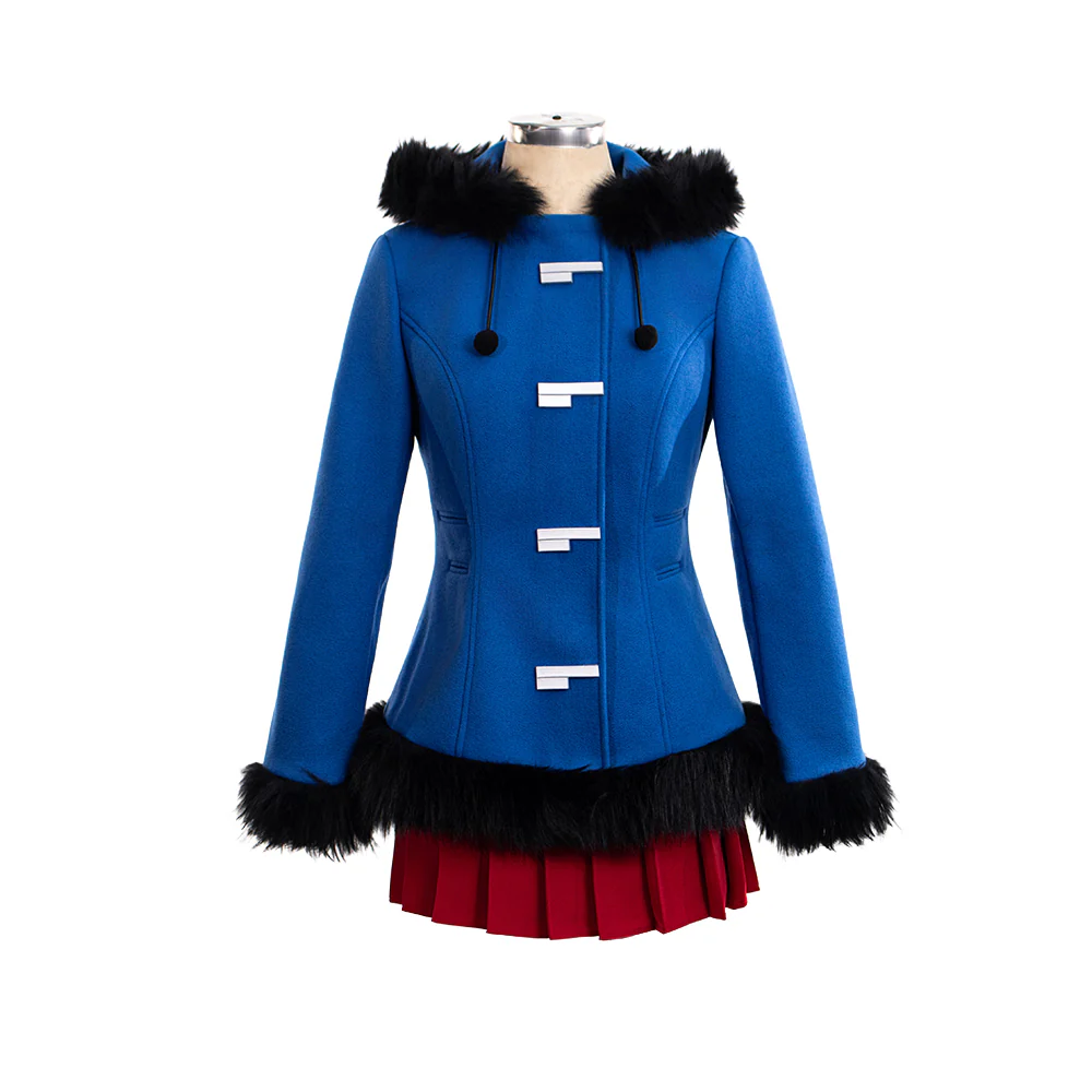 【In Stock】【Size S-2XL】DokiDoki-R Anime Cosplay Blue Costume Red Dress Winter Wear - Image 8
