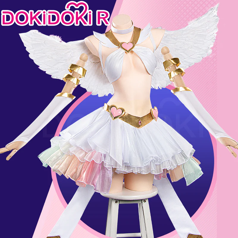 【Costume Ready For Ship】【Size S-2XL】DokiDoki-R Anime Cosplay Costume White Angel Dress Pink Heart