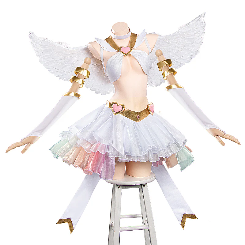 【Costume Ready For Ship】【Size S-2XL】DokiDoki-R Anime Cosplay Costume White Angel Dress Pink Heart - Image 5