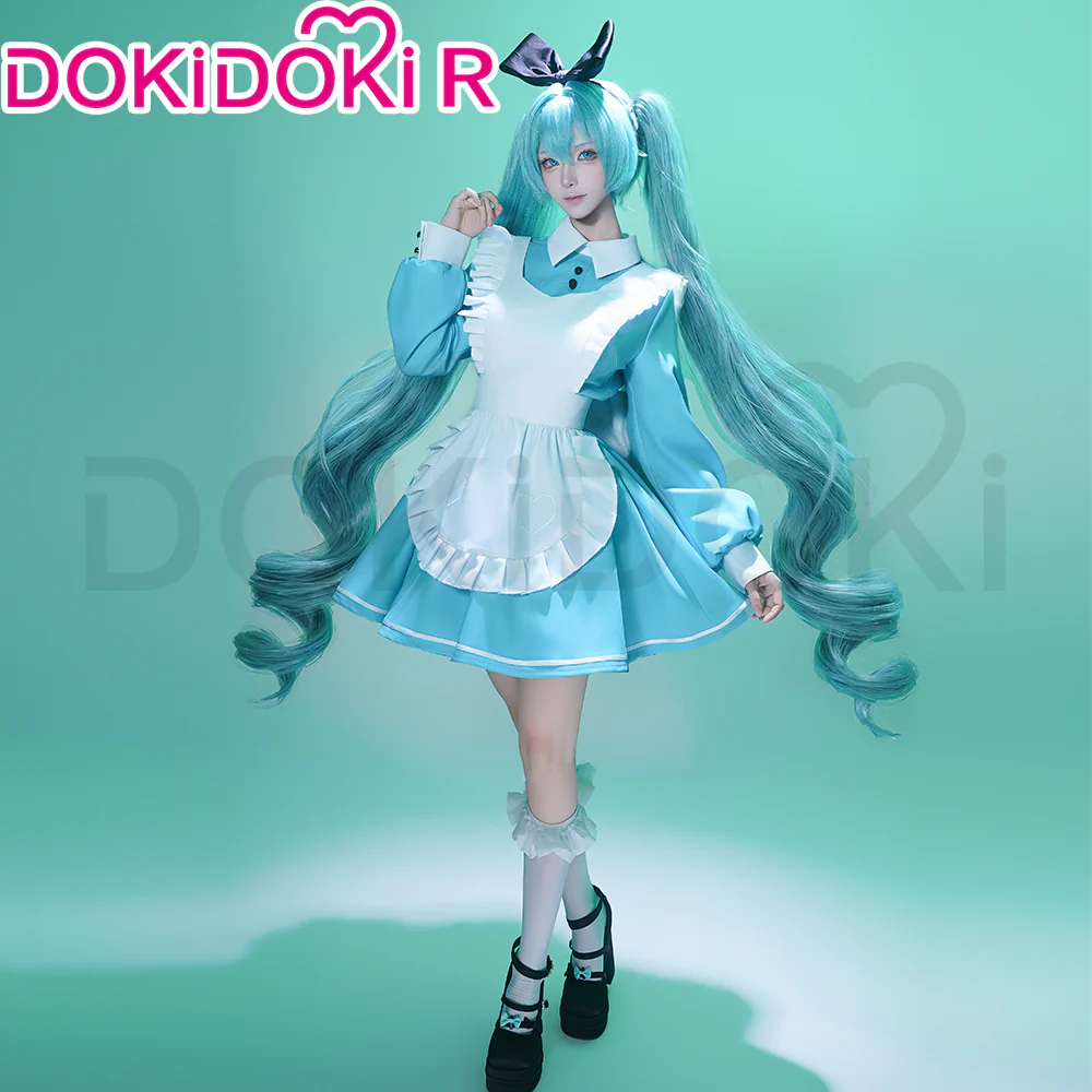 【Size S-2XL】DokiDoki-R Cosplay Maid Costume Blue White Wonderland Outfit - Image 2
