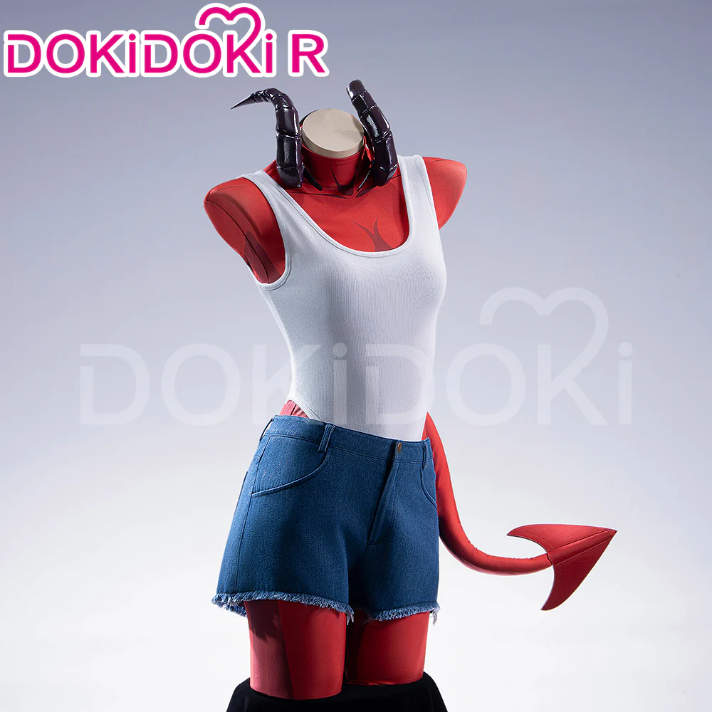 【Size S-2XL】DokiDoki-R Game Cosplay Costume Red Bodysuit Devil With Tail