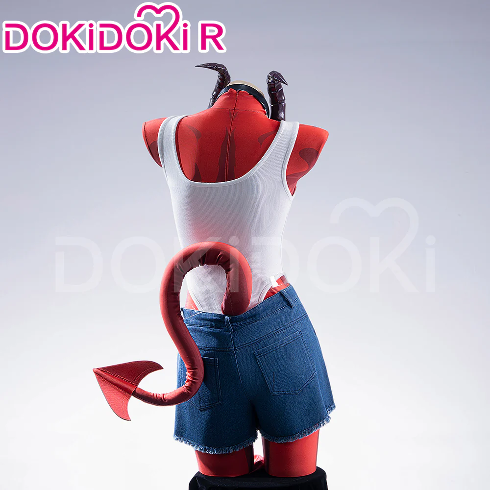 【Size S-2XL】DokiDoki-R Game Cosplay Costume Red Bodysuit Devil With Tail - Image 2