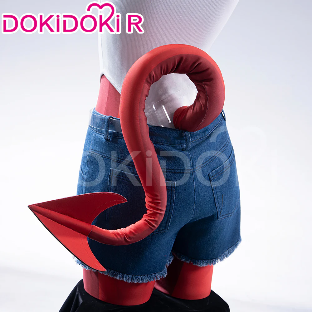 【Size S-2XL】DokiDoki-R Game Cosplay Costume Red Bodysuit Devil With Tail - Image 4