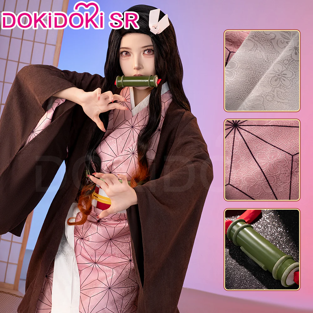 【Partially Ready For Ship】【Size XS-XL】DokiDoki-SR Anime Cosplay Costume Women Pink Kimono Black Coat Halloween