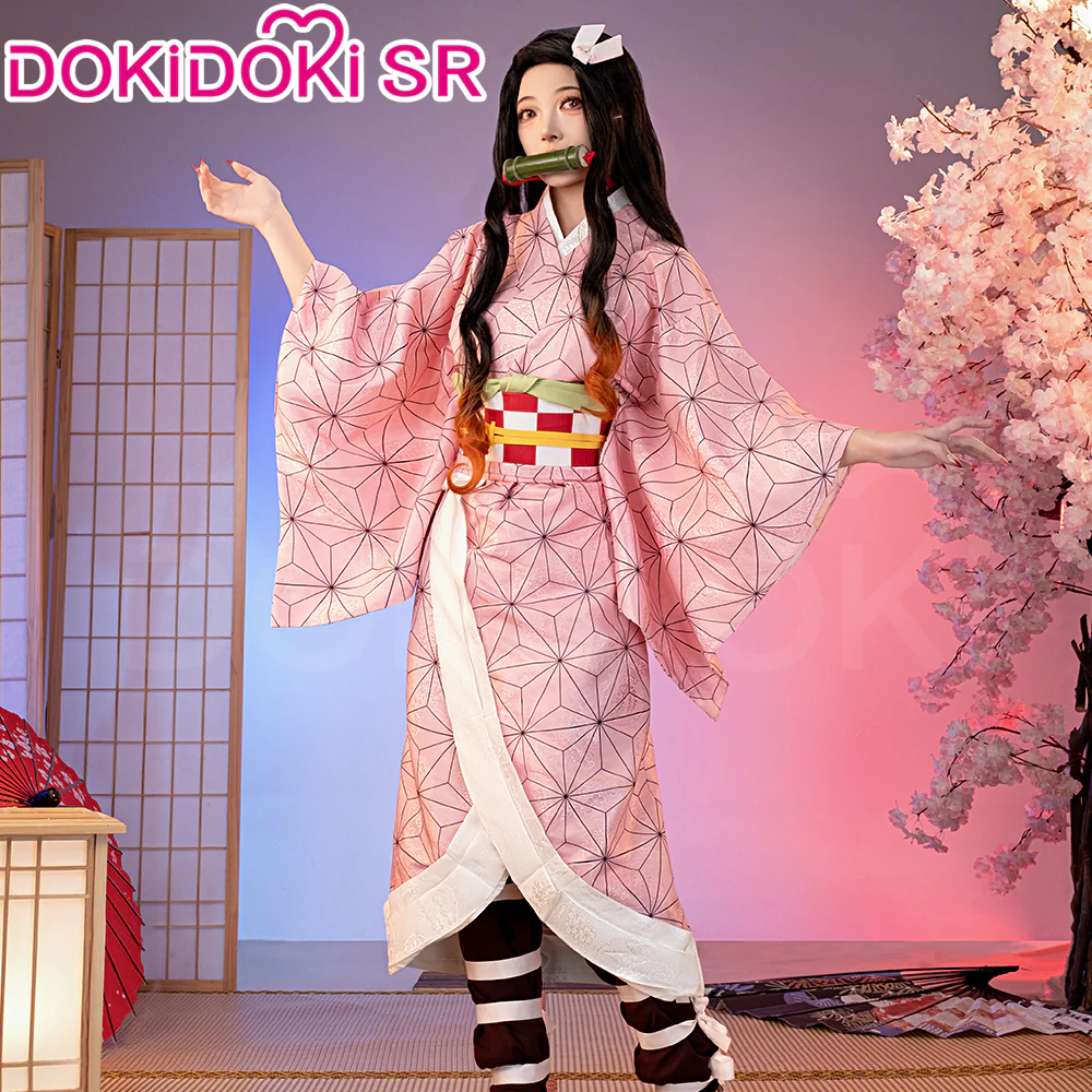 【Partially Ready For Ship】【Size XS-XL】DokiDoki-SR Anime Cosplay Costume Women Pink Kimono Black Coat Halloween - Image 3