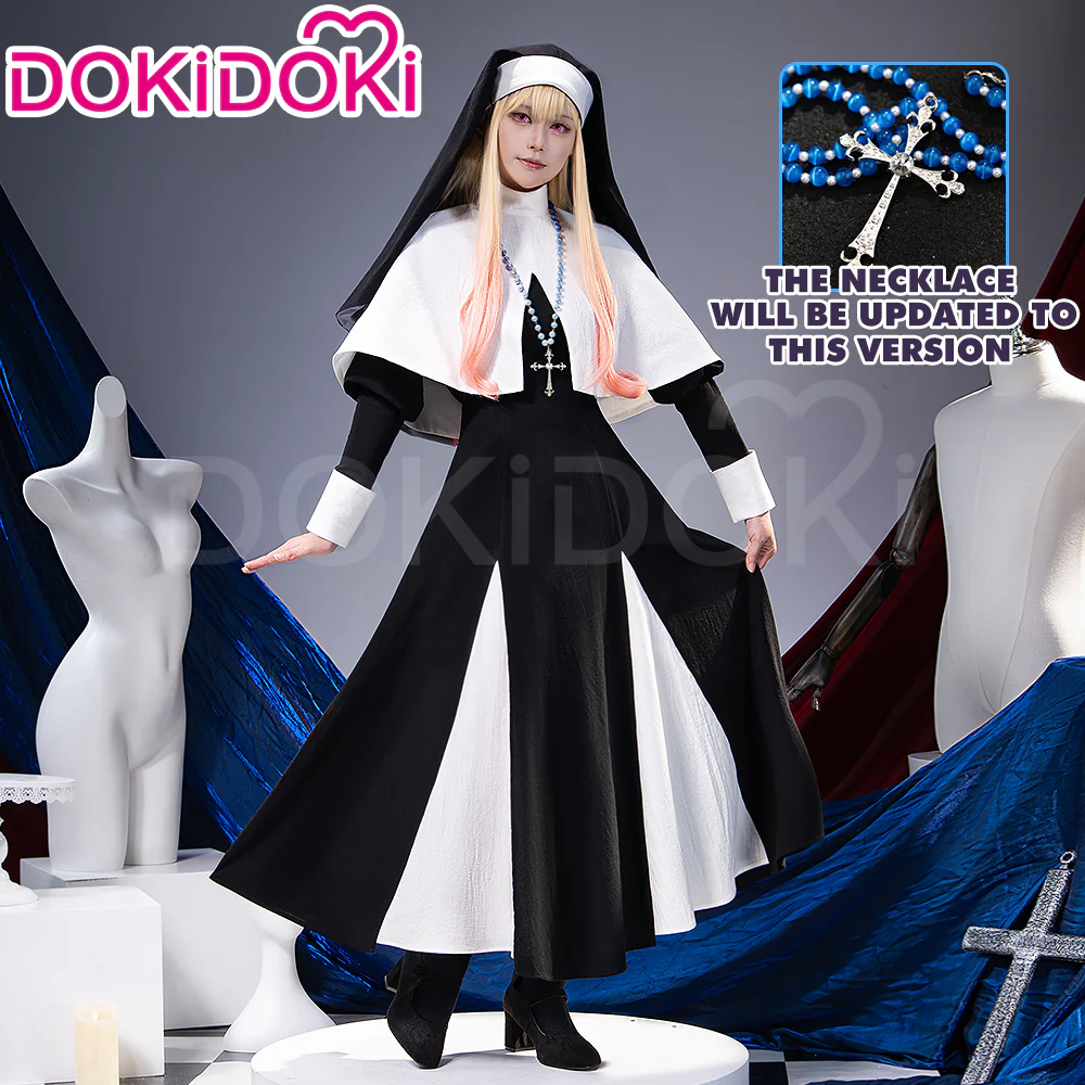 【Ready For Ship】【Size S-3XL】DokiDoki-R Manga Anime Cosplay Kiitagaawa Maariin Costume White Black Dress Nun Halloween - Image 3