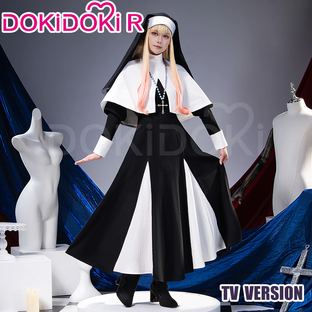【Ready For Ship】【Size S-3XL】DokiDoki-R Manga Anime Cosplay Kiitagaawa Maariin Costume White Black Dress Nun Halloween - Image 4