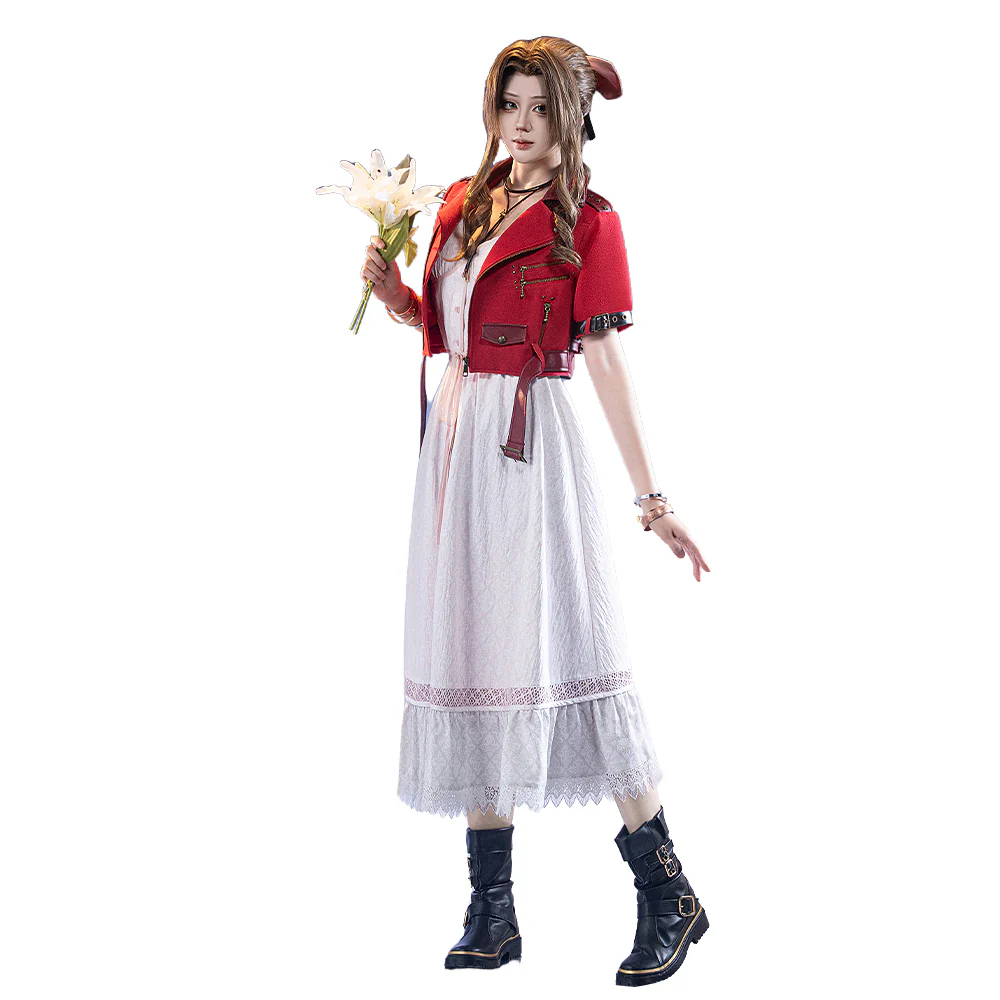 【Partial Ready For Ship】【Size S-3XL】DokiDoki-SR Game Cosplay Costume Red Coat White Dress - Image 5