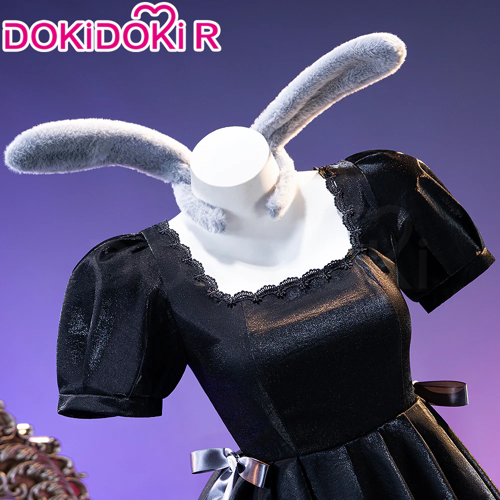 【In Stock】DokiDoki-R Anime Music Video Cosplay Female Black Costume Dress 3rd Anniversary Cafe Rabbit Headwear - Image 4