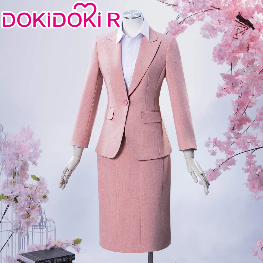 【Size XS-2XL】DokiDoki-R Anime Wotakoi: Love is Hard for Otaku Cosplay Narumi Momose Costume Pink OL Suit Office Lady