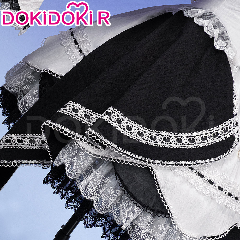 【Size XS-2XL】DokiDoki-R Game Cosplay Asahinaa Mafuyuu Costume Black White Dress Nightchord at 25:00 The Taste Of Authentic Ikayaki - Image 4