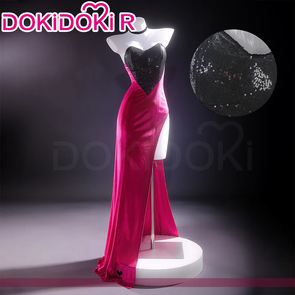 【Partially Ready For Ship】【Size XS-3XL】DokiDoki-R Anime Cosplay Costume Purplish-Red Black Heart Dress Satin / Sequins Strapless Formal Dress Gown - Image 10