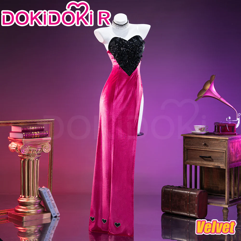 【Partially Ready For Ship】【Size XS-3XL】DokiDoki-R Anime Cosplay Costume Purplish-Red Black Heart Dress Satin / Sequins Strapless Formal Dress Gown - Image 16