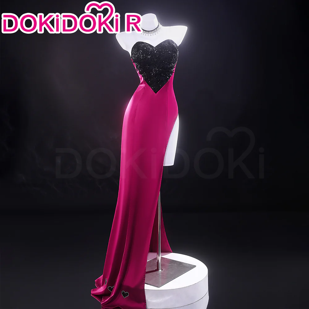 【Partially Ready For Ship】【Size XS-3XL】DokiDoki-R Anime Cosplay Costume Purplish-Red Black Heart Dress Satin / Sequins Strapless Formal Dress Gown - Image 3