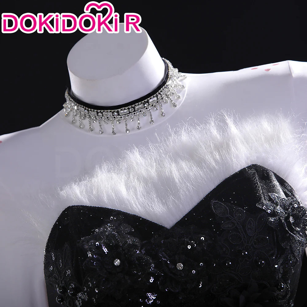 【Partially Ready For Ship】【Size XS-3XL】DokiDoki-R Anime Cosplay Costume Purplish-Red Black Heart Dress Satin / Sequins Strapless Formal Dress Gown - Image 5