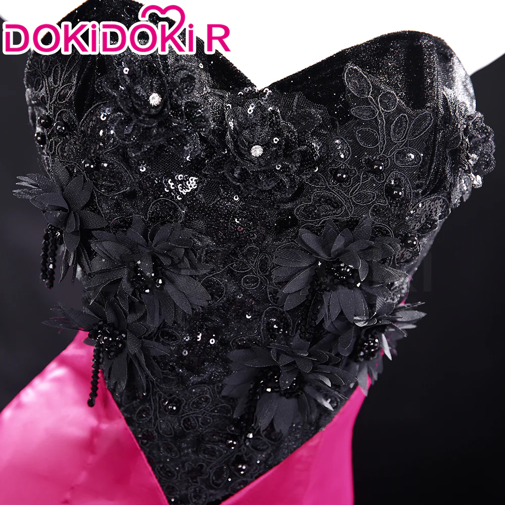 【Partially Ready For Ship】【Size XS-3XL】DokiDoki-R Anime Cosplay Costume Purplish-Red Black Heart Dress Satin / Sequins Strapless Formal Dress Gown - Image 6