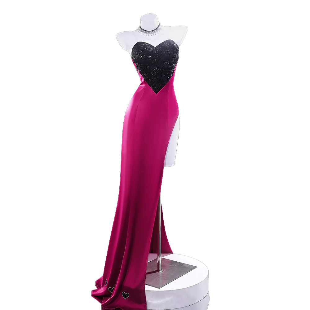 【Partially Ready For Ship】【Size XS-3XL】DokiDoki-R Anime Cosplay Costume Purplish-Red Black Heart Dress Satin / Sequins Strapless Formal Dress Gown - Image 8