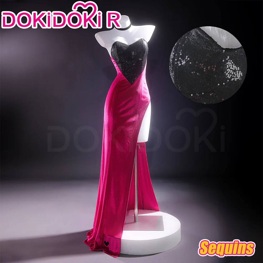 【Partially Ready For Ship】【Size XS-3XL】DokiDoki-R Anime Cosplay Costume Purplish-Red Black Heart Dress Satin / Sequins Strapless Formal Dress Gown - Image 9