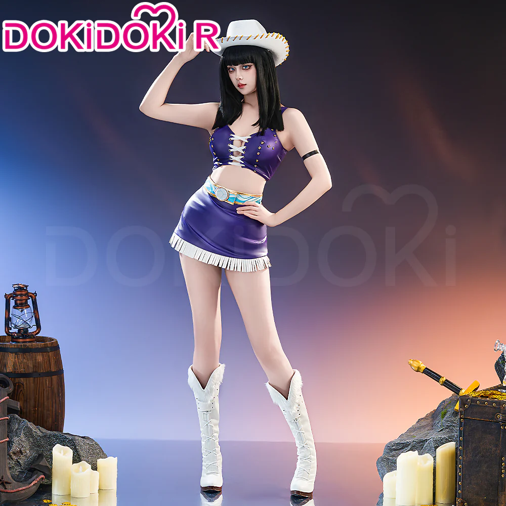 【Ready For Ship】【Size XS-3XL】DokiDoki-R Anime Cosplay  Women Costume Purple White With Hat / Long Cape - Image 3