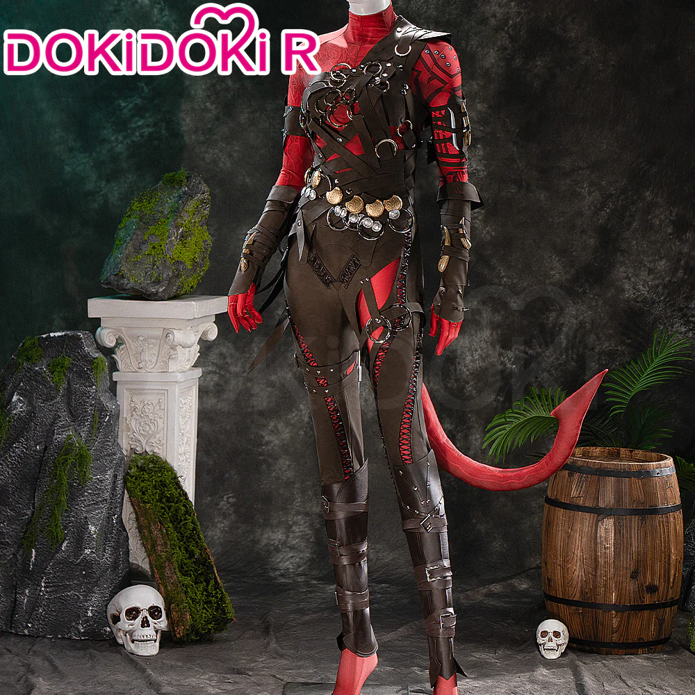 【Size XS-3XL】DokiDoki-R Game Cosplay Costume Red Brown Jumpsuit - Image 2