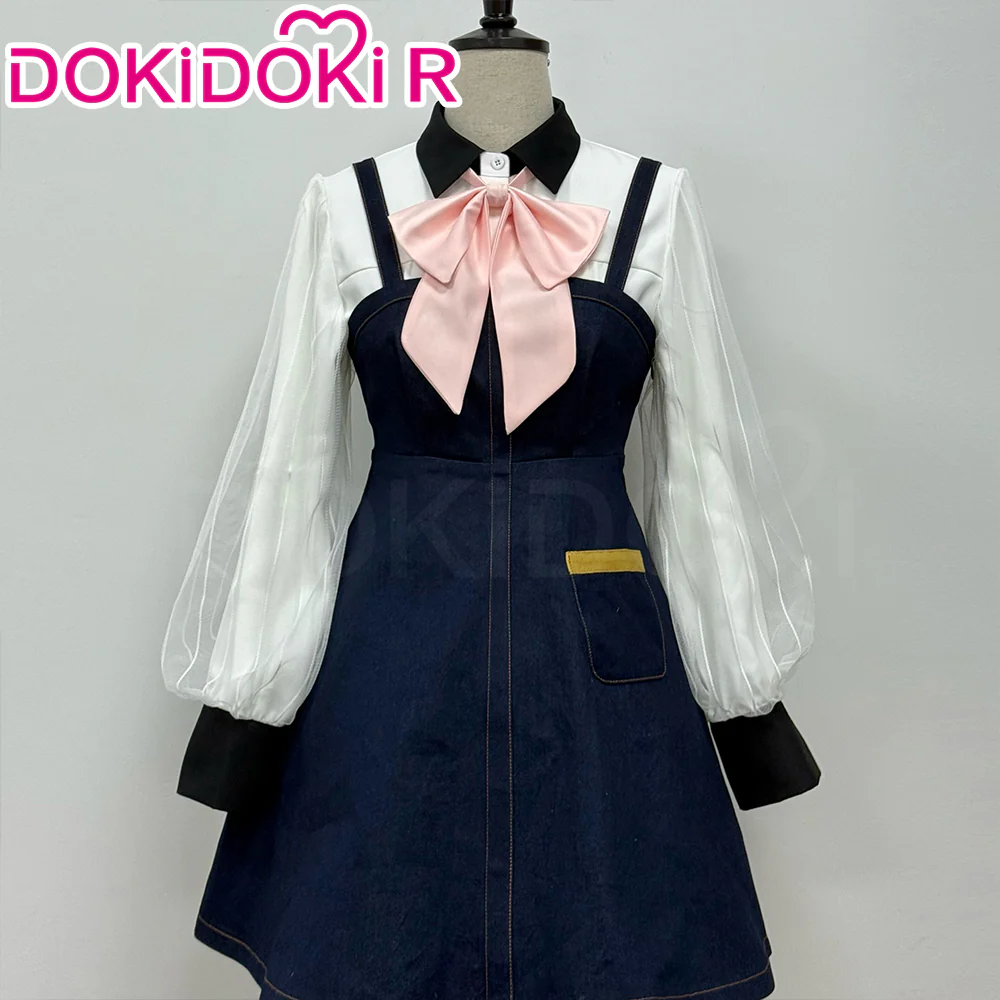 【Size XS-3XL】DokiDoki-R Game Movie Cosplay White Shirt Blue Dress Casual Wear - Image 2