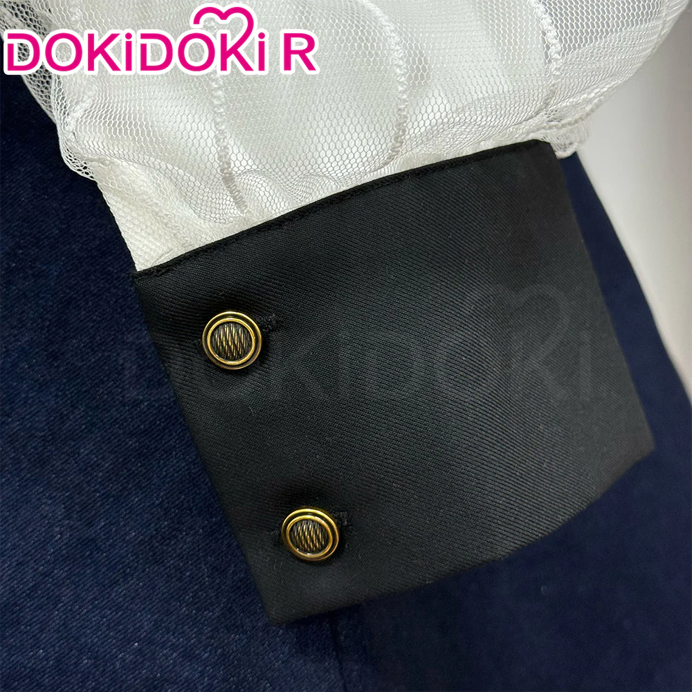 【Size XS-3XL】DokiDoki-R Game Movie Cosplay White Shirt Blue Dress Casual Wear - Image 6
