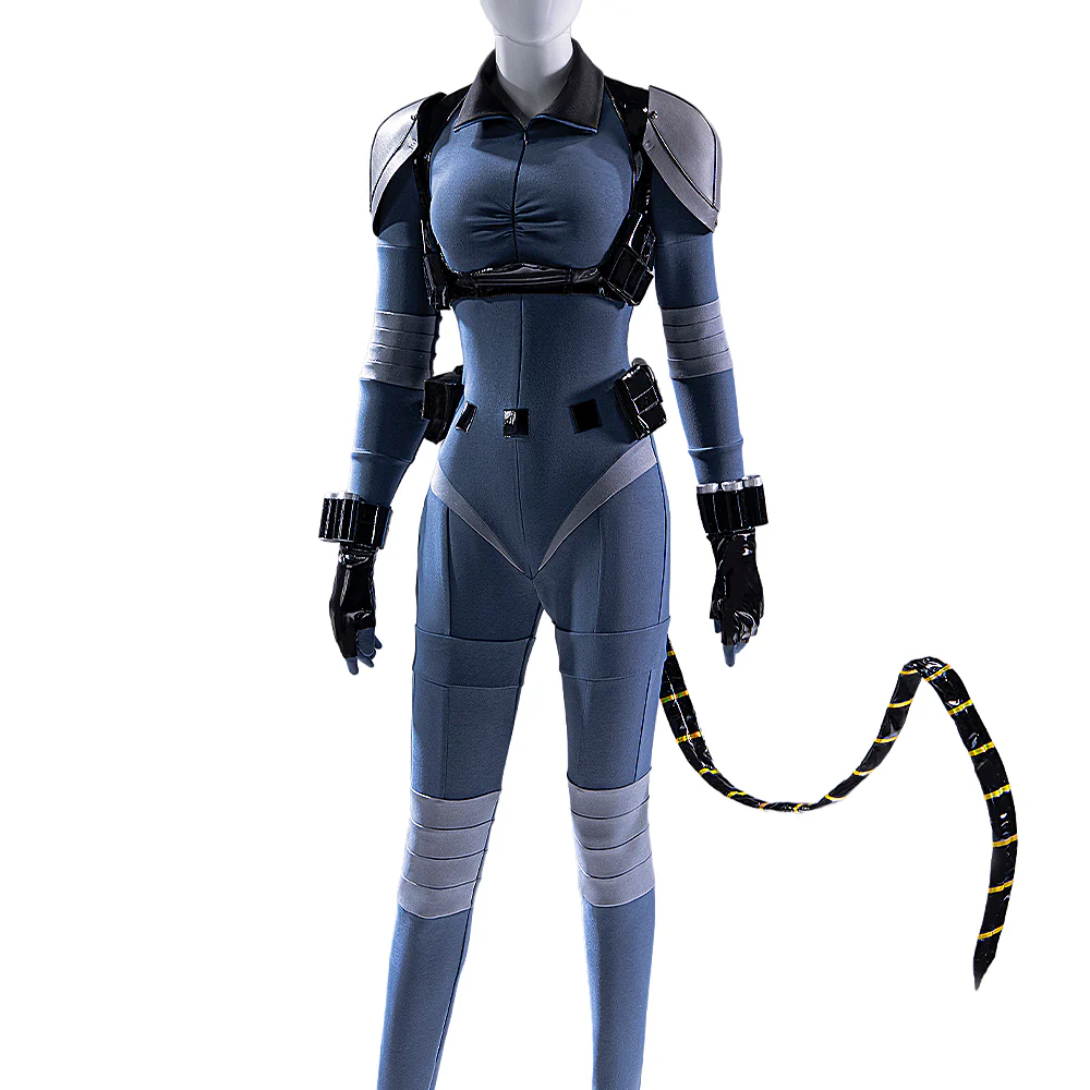 【Size XS-3XL】DokiDoki-R Manga Cosplay Costume Blue Black Bodysuit With Tail Cat Absolute - Image 5