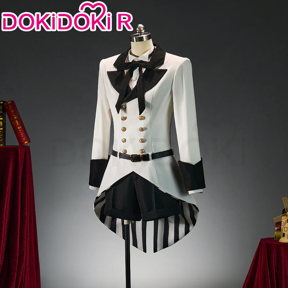 【Size XS-XL】DokiDoki-R Anime Cosplay Costume White Black Striped Suit With Hat