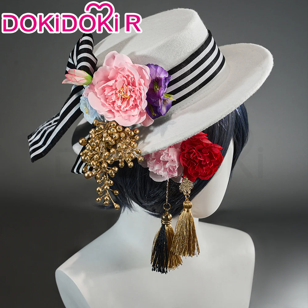 【Size XS-XL】DokiDoki-R Anime Cosplay Costume White Black Striped Suit With Hat - Image 3