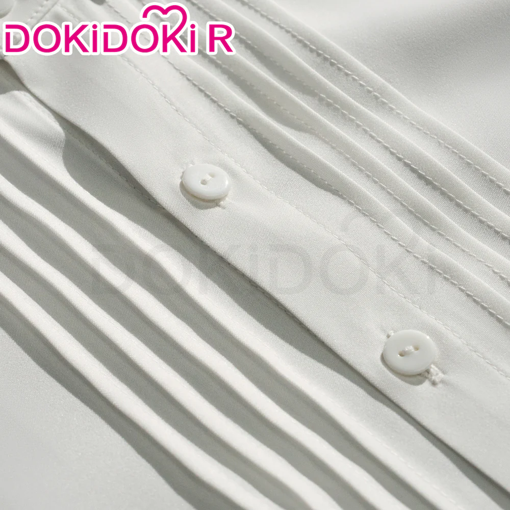 【Size XS-XL】DokiDoki-R Anime Cosplay Costume White Black Striped Suit With Hat - Image 4