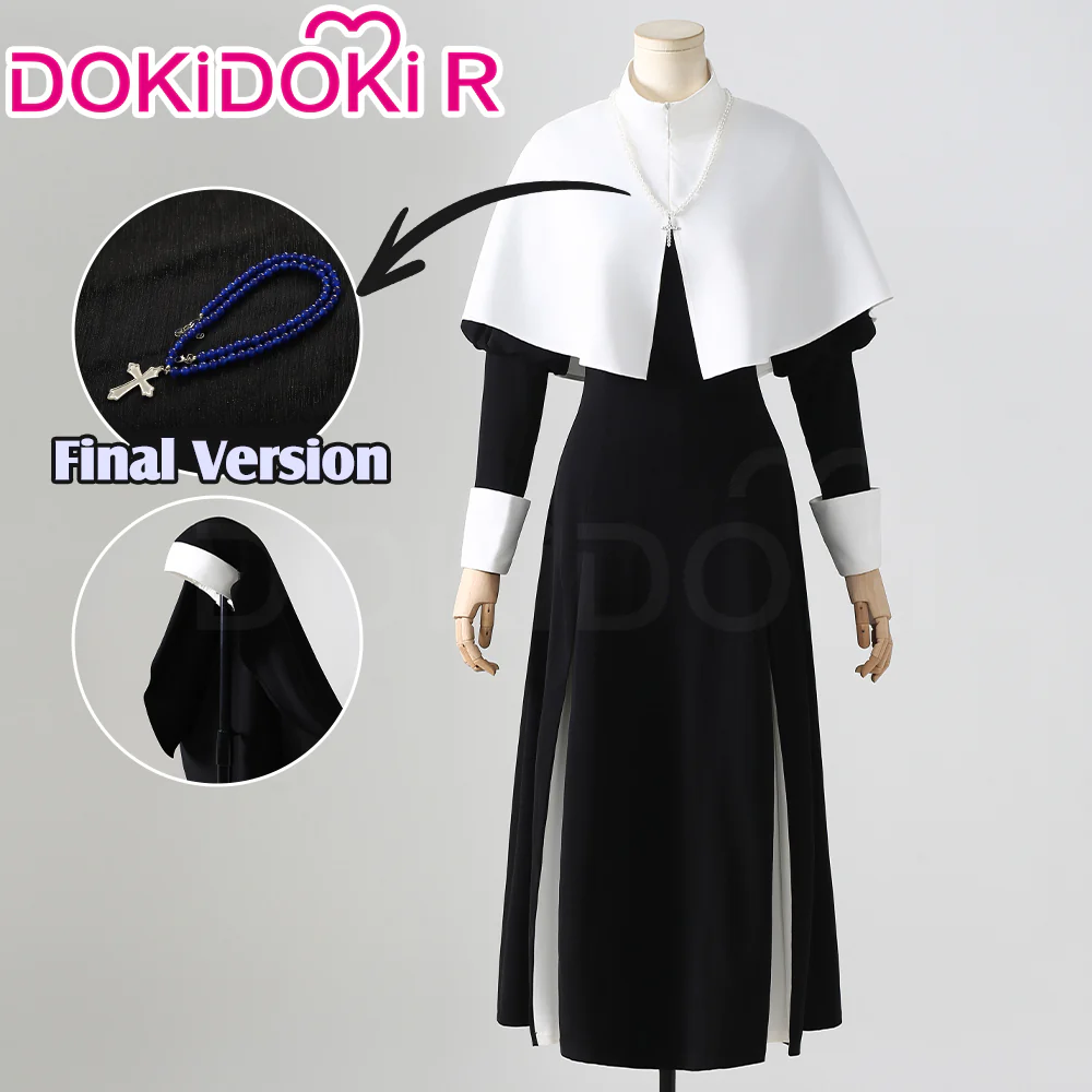 【Partially Ready For Ship】【Size XS-XL】DokiDoki-R Anime Cosplay Kiitagaawa Maariin Costume White Black Dress Nun