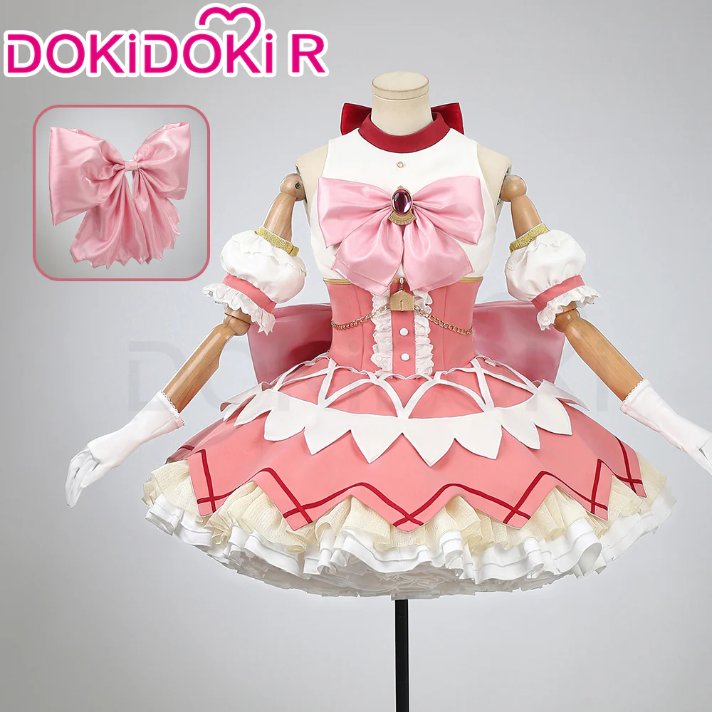 【Size XS-XL】DokiDoki-R Anime Cosplay White Pink Cute Dress Costume