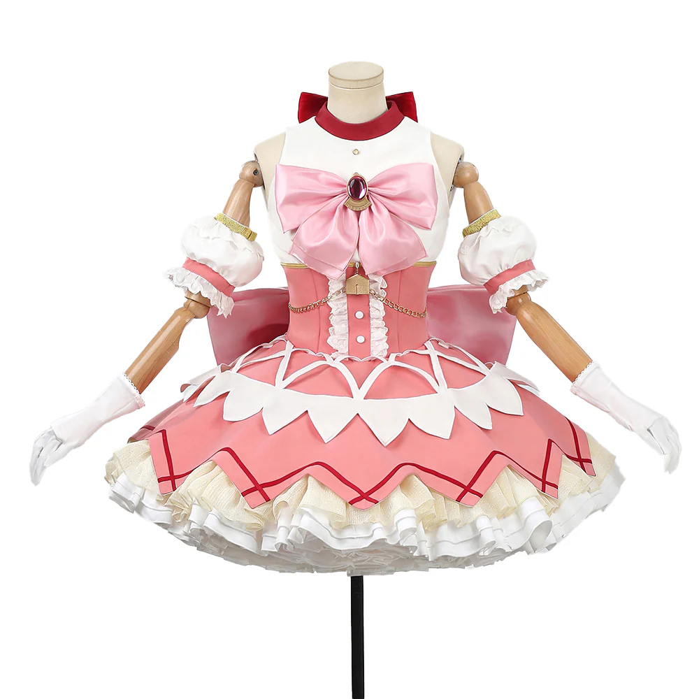 【Size XS-XL】DokiDoki-R Anime Cosplay White Pink Cute Dress Costume - Image 4