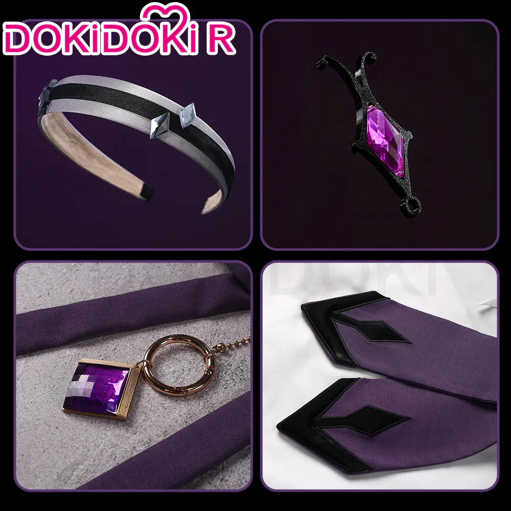 【Size XS-XL】DokiDoki-R Anime Cosplay White Purple Dress Costume - Image 3