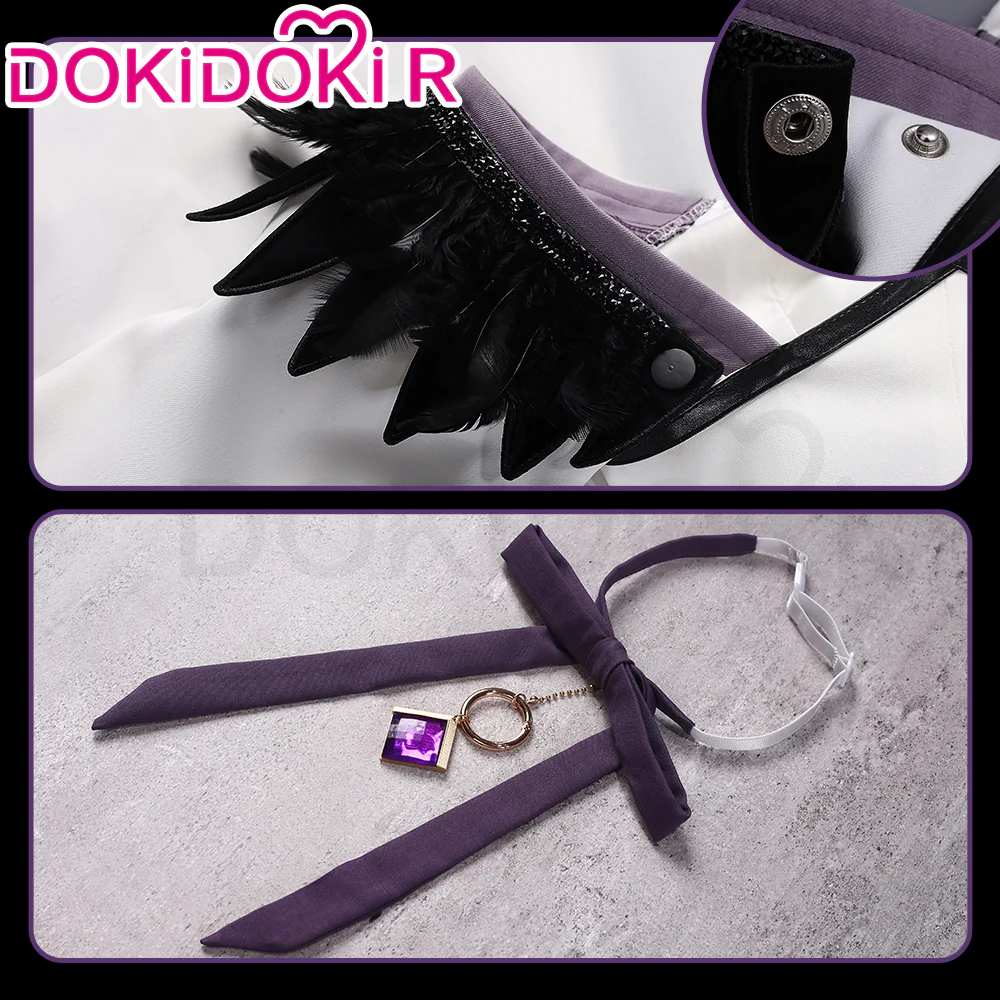 【Size XS-XL】DokiDoki-R Anime Cosplay White Purple Dress Costume - Image 4