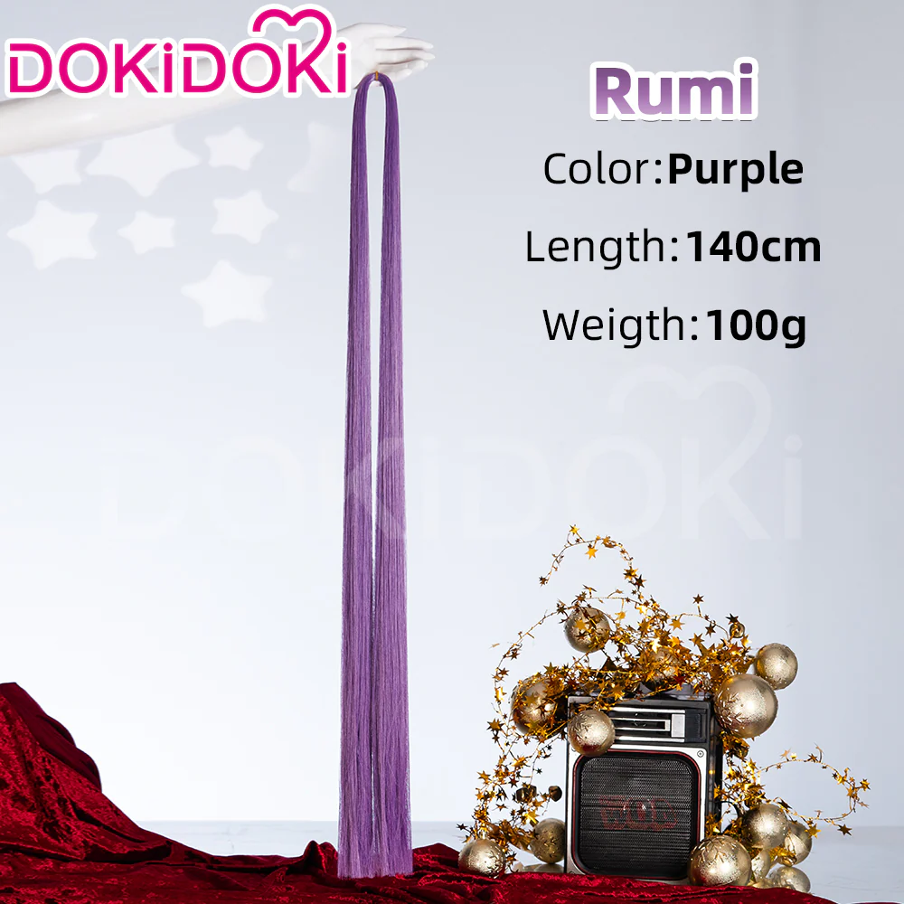 【US LOCAL SHIPPING 】【120 CM】【FRONT LACE】DokiDoki Movie Anime Cosplay Women Wig / Weft / Pattern Tattoo / Earring Set / Headpieces Long Purple Hair Braid - Image 18