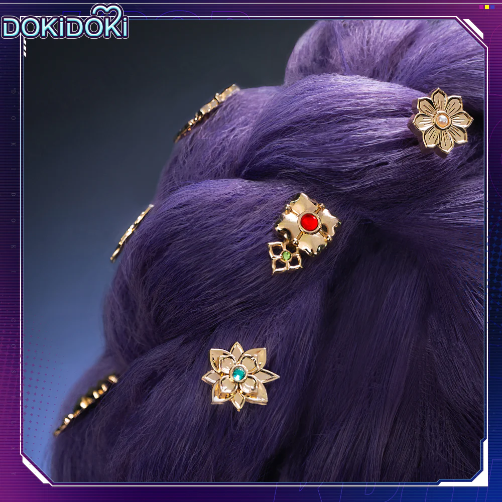 【US LOCAL SHIPPING 】【120 CM】【FRONT LACE】DokiDoki Movie Anime Cosplay Women Wig / Weft / Pattern Tattoo / Earring Set / Headpieces Long Purple Hair Braid - Image 23