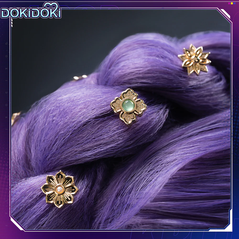 【US LOCAL SHIPPING 】【120 CM】【FRONT LACE】DokiDoki Movie Anime Cosplay Women Wig / Weft / Pattern Tattoo / Earring Set / Headpieces Long Purple Hair Braid - Image 24