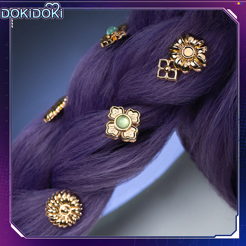 【US LOCAL SHIPPING 】【120 CM】【FRONT LACE】DokiDoki Movie Anime Cosplay Women Wig / Weft / Pattern Tattoo / Earring Set / Headpieces Long Purple Hair Braid - Image 25